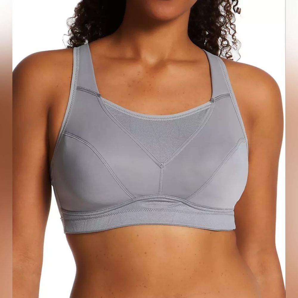 PLAYTEX Secrets Bounce Control Anchorstrap US4221 Wicking Wireless Bra Grey NWT